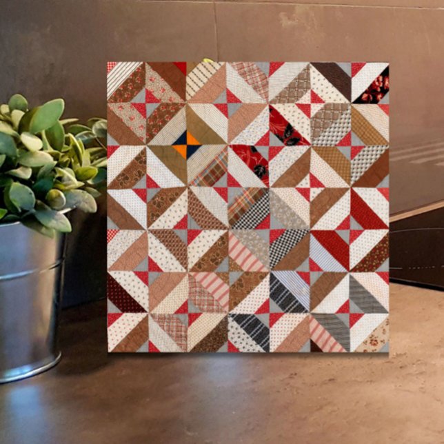 4.25" Elegantes Patchwork Vintages Muster Fliese (Add rustic charm to your country home or farmhouse with this colorful vintage quilt pattern tile.)