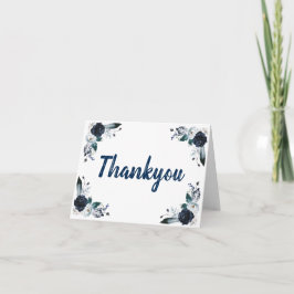 4,25" x 5,5" Navy Blue Bouquet BlankThankyou Cards Dankeskarte