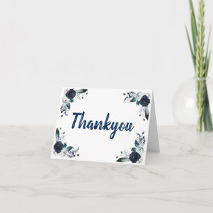 4,25" x 5,5" Navy Blue Bouquet BlankThankyou Cards Dankeskarte