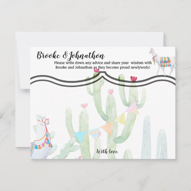 4.25x5.5 Advice Card Boho Llama Bohemisch Cacti De Einladung (Vorderseite)