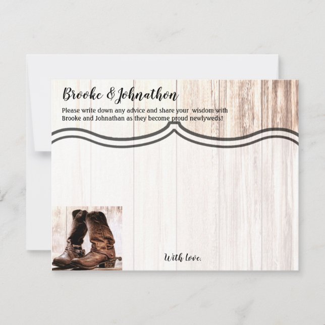 4.25x5.5 Advice Card Boots Country Rustic Western Einladung (Vorderseite)