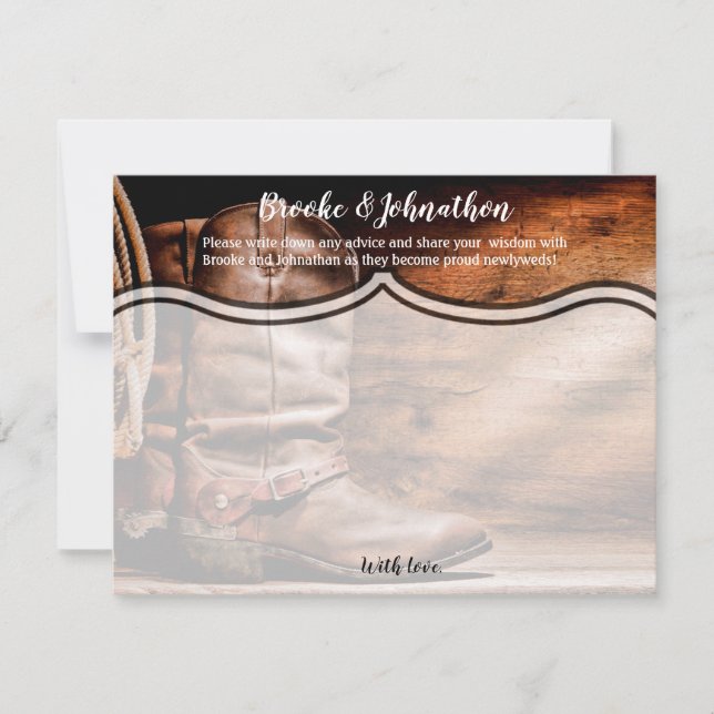 4.25x5.5 Advice Card Cowboy Boots Barnholz Rustika Einladung (Vorderseite)