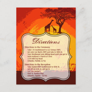 4.25x5.5 Direction Card African Safari Giraffe Sun Einladung