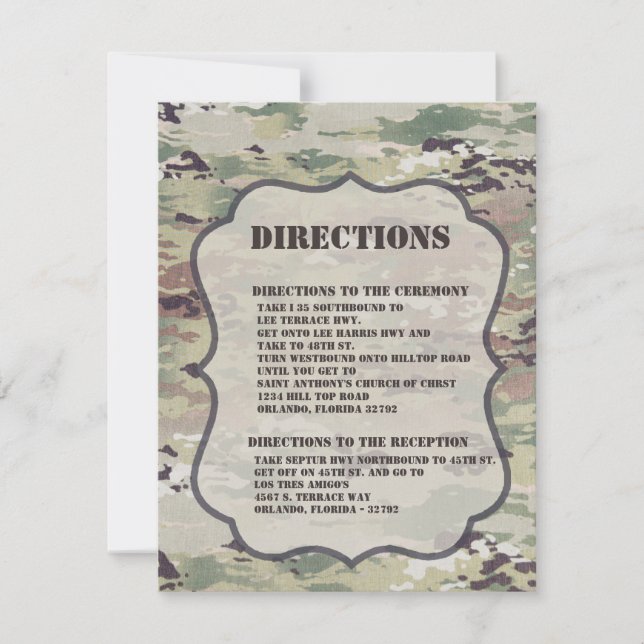 4.25x5.5 Direction Card Army Air Force OCP Camoufl Einladung (Vorderseite)