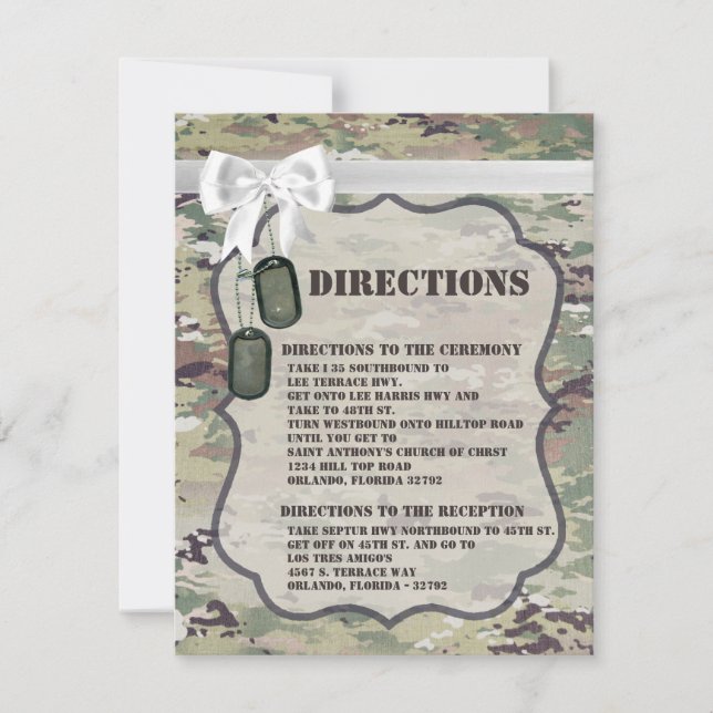 4.25x5.5 Direction Card Army Air Force OCP Camoufl Einladung (Vorderseite)