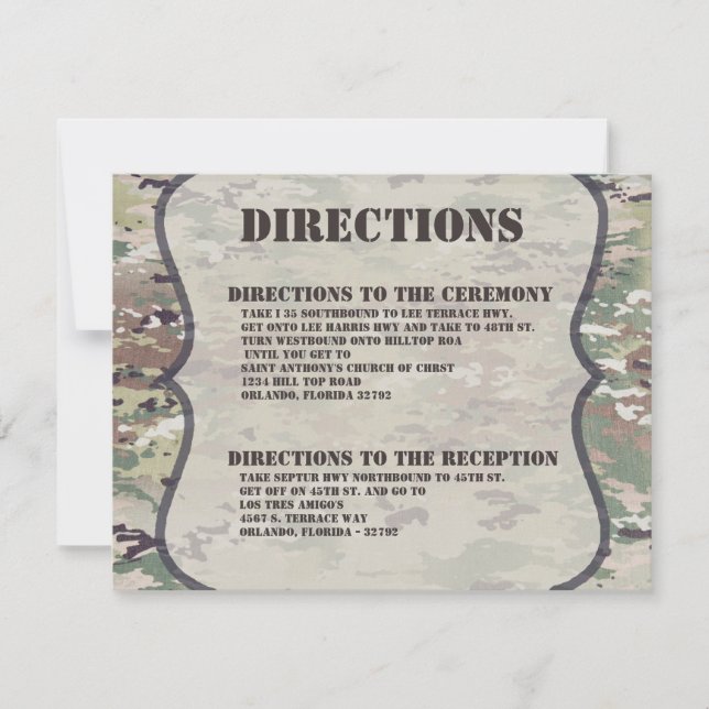 4.25x5.5 Direction Card Army Air Force OCP Camoufl Einladung (Vorderseite)