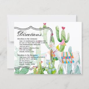 4.25x5.5 Direction Card Boho Llama Bohemisch Cacti Einladung