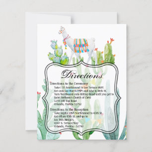 4.25x5.5 Direction Card Boho Llama Bohemisch Cacti Einladung