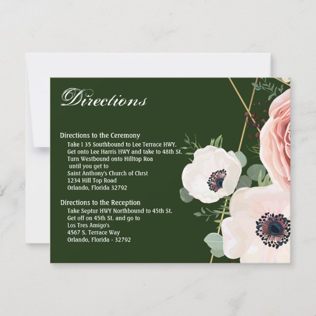 4.25x5.5 Direction Card Geometric Garden Rose Hunt Einladung (Vorderseite)