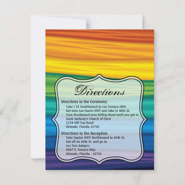 4.25x5.5 Direction Card lgbtq Regenbogenflagge les Einladung (Vorderseite)