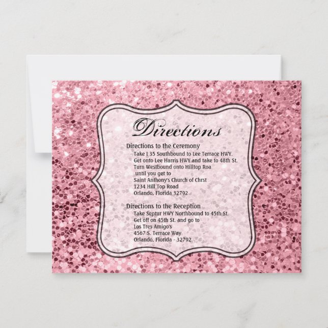 4.25x5.5 Direction Card Rose Gold Glitzer Einladung (Vorderseite)