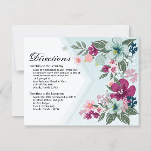 4.25x5.5 Direction Card Tropical Blume auf Blue Om Einladung