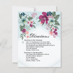 4.25x5.5 Direction Card Tropical Blume auf Blue Om Einladung