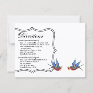 4.25x5.5 Fahrtkarte Traditioneller Bird Tattoo Sp Einladung