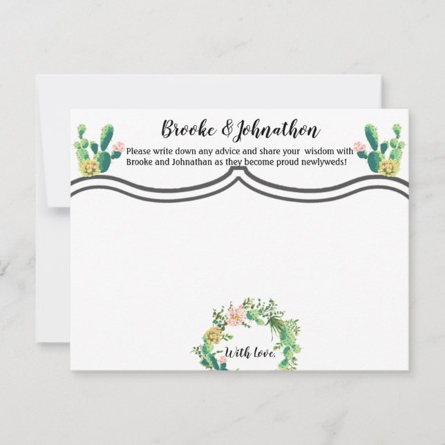 4.25x5.5 Ratenkarte Bohemische Kakteen Succulents  Einladung (Vorderseite)