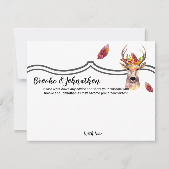 4.25x5.5 Ratenkarte Boho Reh Buck Head Browning Einladung (Vorderseite)