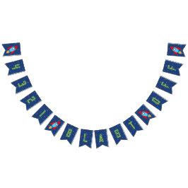 4 3 2 1 Blast-Off-Space-Banner (Grüner Text) Wimpelkette