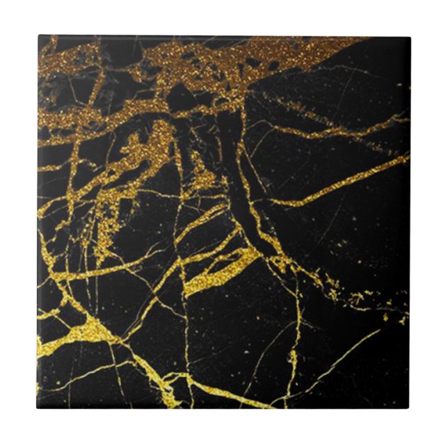 4. 4 Gold Veined Black Imitats Marble 4.5" & 6" Fliese (Vorderseite)