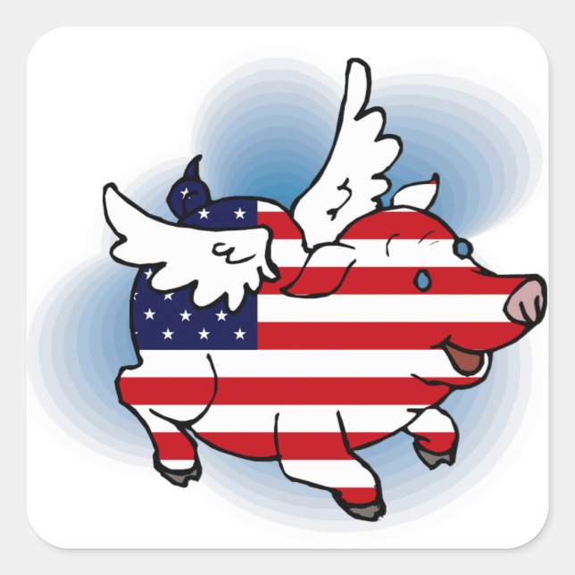 4. - 4. Juli Patriotic Flying Pig Stickers (Vorderseite)