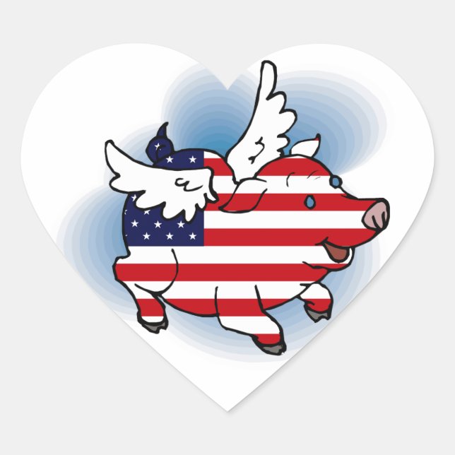 4. - 4. Juli Patriotic Flying Pig Stickers (Vorderseite)