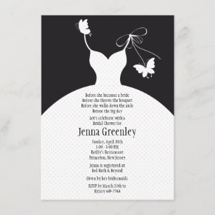 4,5 x 6,25" B/W elegante Brautparty-Einladung Einladung