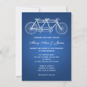 4.5 x 6.25 Einfache Hochzeit Tandem Bike Blue Einladung