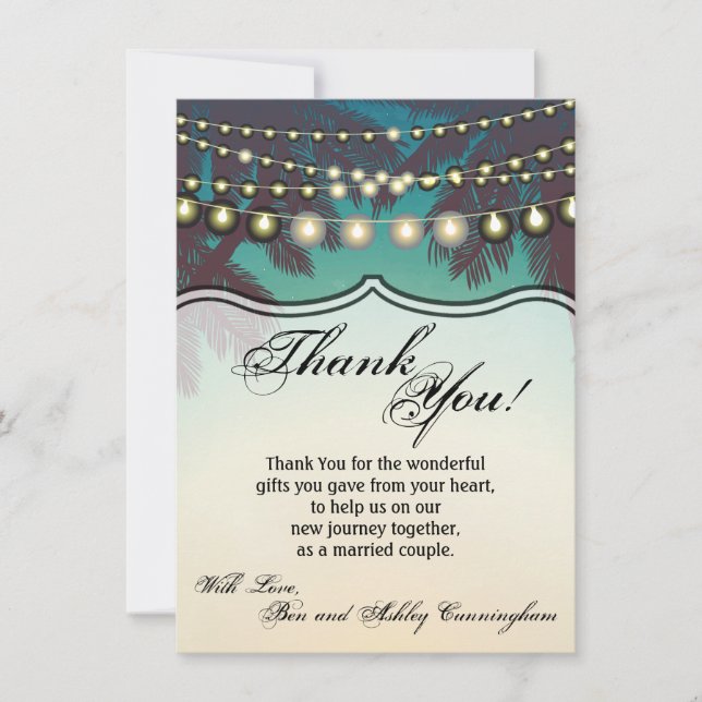 4.5x6.25 Danke, dass Sie Card Beach Sunset Palm Tr Einladung (Vorderseite)