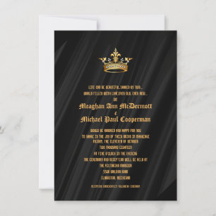 4,5x6,25" schwarze Seide Royal Queen Crown Einladu Einladung