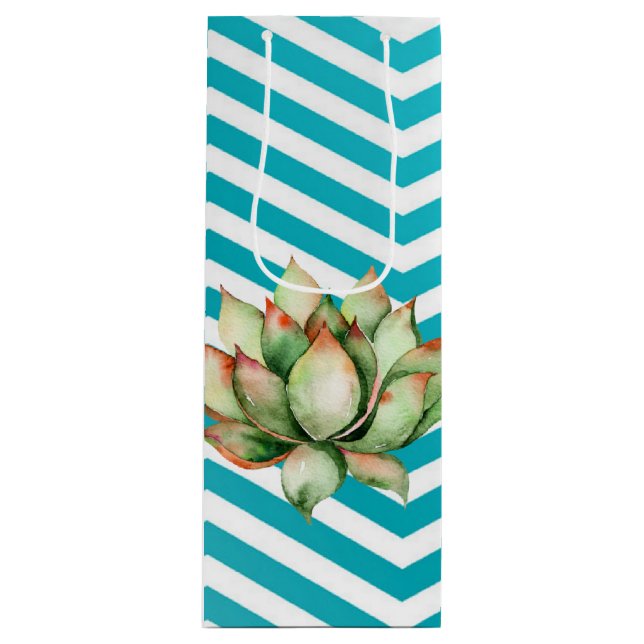 4.75lx4wx13h Weingeschenktasche Boho Cacti Cactus  Geschenktüte Für Weinflaschen (Vorderseite)