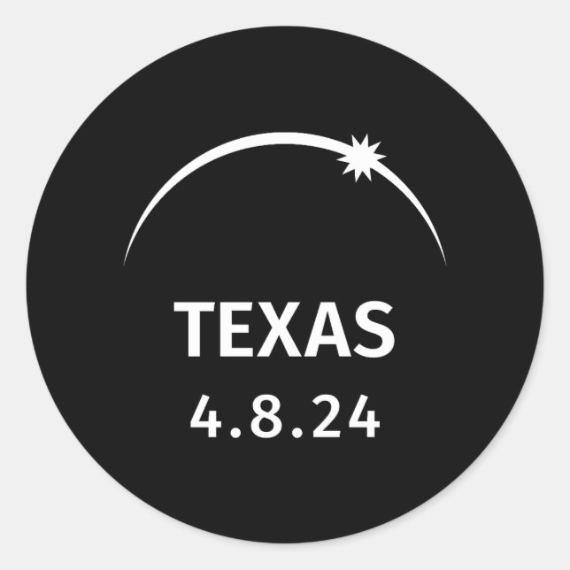 4.8.24 Solar Eclipse Texas Runder Aufkleber (Vorderseite)