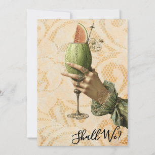 *~* 4 A101 Verzierter Cocktail FOTO JUNGGESELLIN Einladung