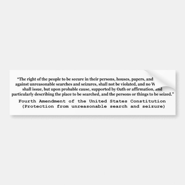 4. Änderung der Verfassung der Vereinten Staaten Autoaufkleber (Vorne)