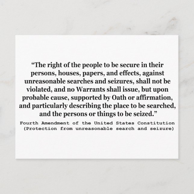 4. Änderung der Verfassung der Vereinten Staaten Postkarte (Vorderseite)