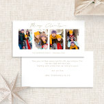 4 Bilder Foto Strip Gold Script Frohe Weihnachten<br><div class="desc">Collage 4 Bilder Foto Strip Gold Script Frohe Weihnachten. Verfügbar in digitaler Form und gedruckt. Modern und minimalistisch,  mit einem stilvollen Set-Skript für Frohe Weihnachten. Ersetzen Sie die Beispielbilder durch Ihre eigenen lustigen Bilder und personalisieren Sie die Erholung der Wörter auf jeder Seite nach Bedarf.</div>
