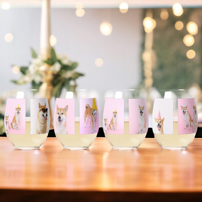 4 bis 16 FotoCollage Personalisiert Weinglas Ohne Stiel (4 to 16 Photo Collage Personalized Stemless Wine Glass / glasses from Ricaso. Choose 1, 2 or 4 set)