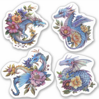 4 Blue Dragons Stickers Aufkleber