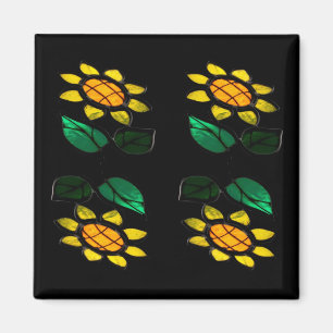 4 Blume Hartglas Square Magnet