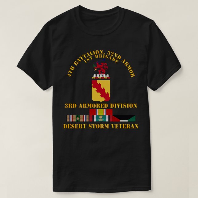 4. Bn 32. Armor 3. Armored Divi Wüstensturm Ve T-Shirt (Design vorne)