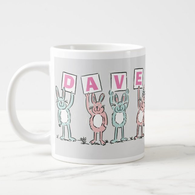 4 Buchstabenname Fun Kanbit Design Jumbo-Tasse (Links)