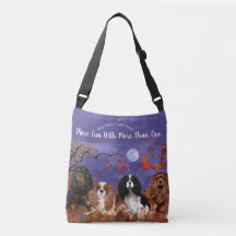 4 Cavalier King Charles mit Blätter Tote Bag