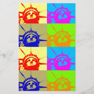 4 Color Pop Art Lady Liberty Briefpapier