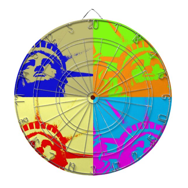 4 Color Pop Art Lady Liberty Dartscheibe (vorne)