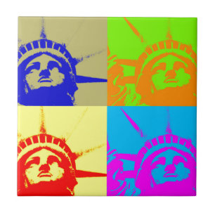 4 Color Pop Art Lady Liberty Fliese