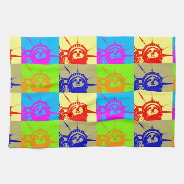 4 Color Pop Art Lady Liberty Geschirrtuch (Horizontal)