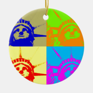 4 Color Pop Art Lady Liberty Keramik Ornament