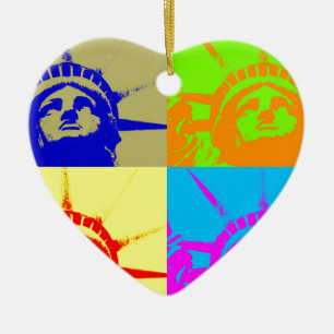 4 Color Pop Art Lady Liberty Keramik Ornament