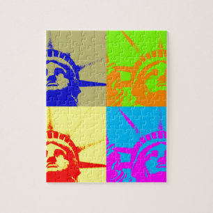 4 Color Pop Art Lady Liberty Puzzle