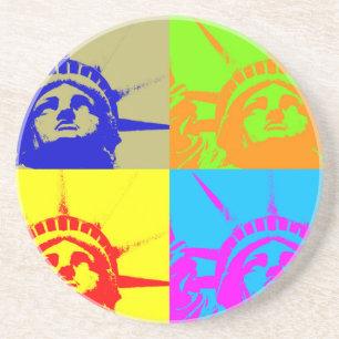 4 Color Pop Art Lady Liberty Sandstein Untersetzer
