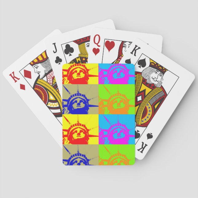 4 Color Pop Art Lady Liberty Spielkarten (Rückseite)
