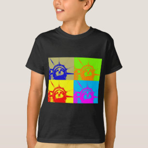 4 Color Pop Art Lady Liberty T-Shirt